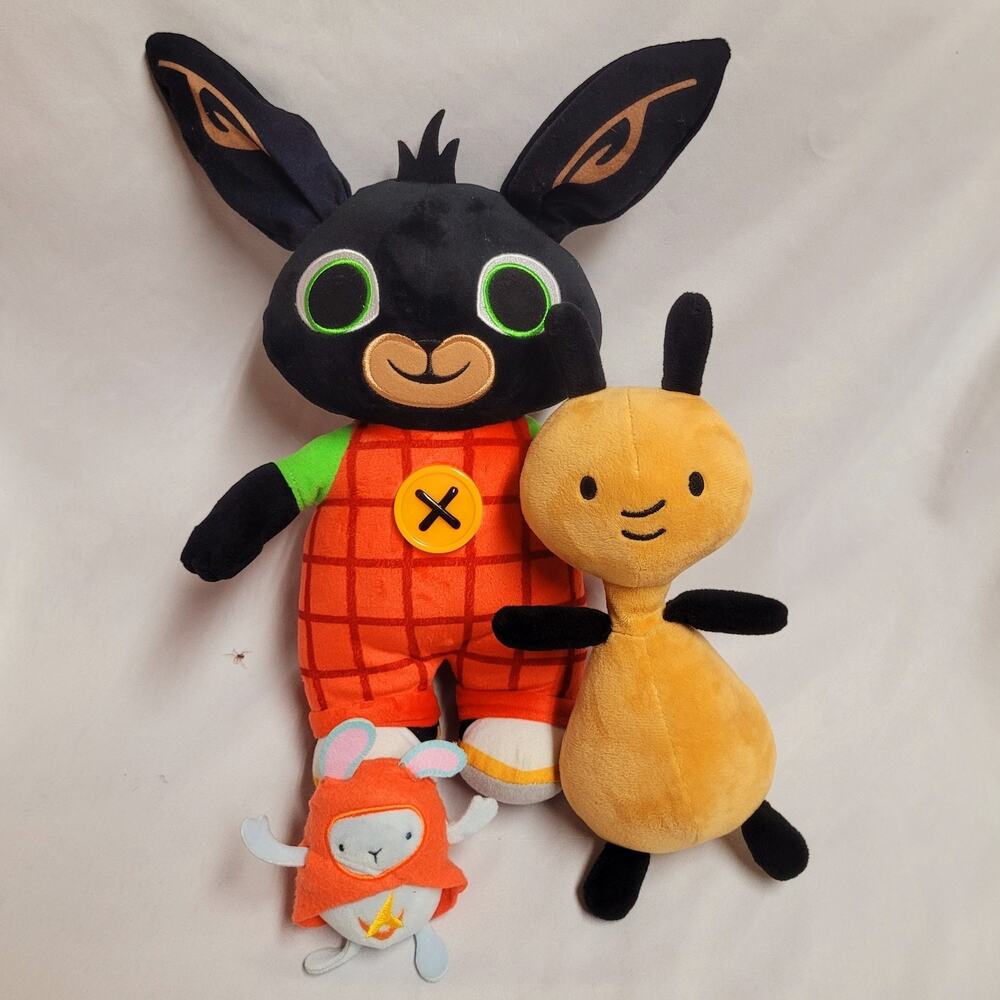 2019 Rainbow Designs Bing, Flop & Hoppity Interactive Soft Plush Toy Lot 3 RARE
